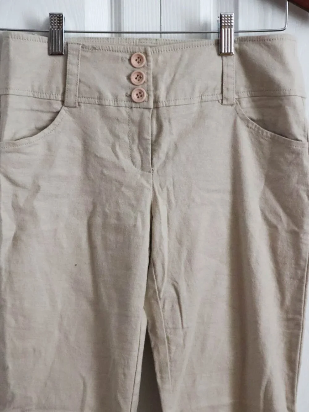 bebe 2b Y2K Linen Blend Trouser Pants Low Rise Boot Cut Flare 30